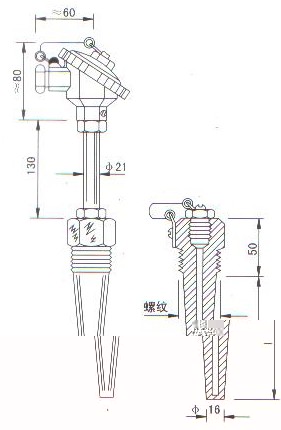 低溫低壓熱電偶（熱電阻）産品結構圖